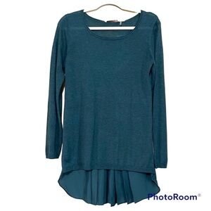 Soft Surroundings Lyocell/Alpaca/Wool Blend Teal Womens sweater with pleating